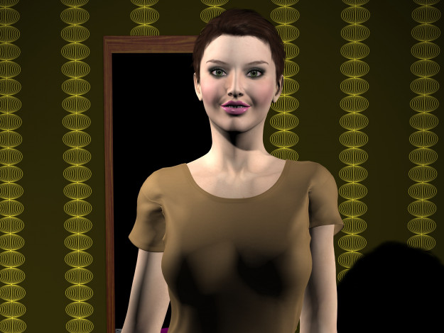 Обои картинки фото 3д графика, люди , people, фон, взгляд, девушка