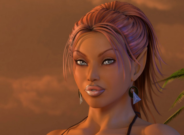 Обои картинки фото 3д графика, эльфы , elves, взгляд, девушка, фон