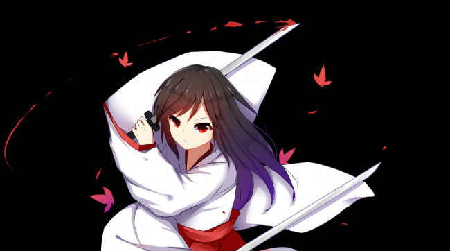 Обои картинки фото аниме, оружие,  техника,  технологии, фон, взгляд, девушка