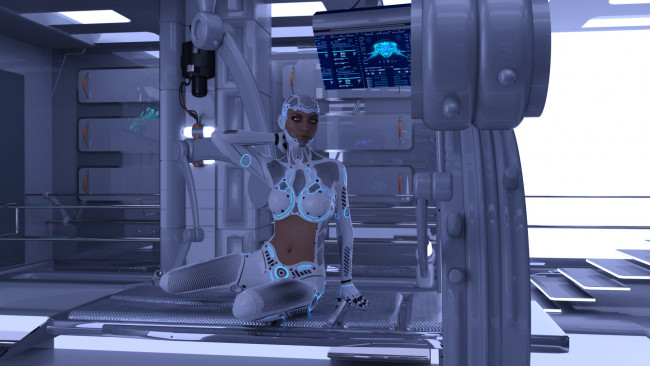 Обои картинки фото 3д графика, фантазия , fantasy, взгляд, девушка, фон