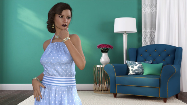 Обои картинки фото 3д графика, люди , people, фон, взгляд, девушка