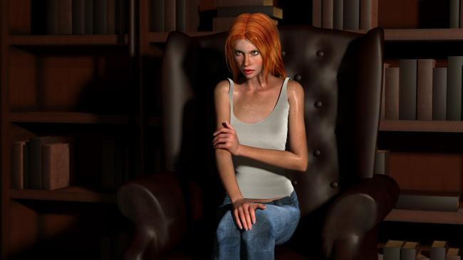 Обои картинки фото 3д графика, люди , people, взгляд, девушка, фон