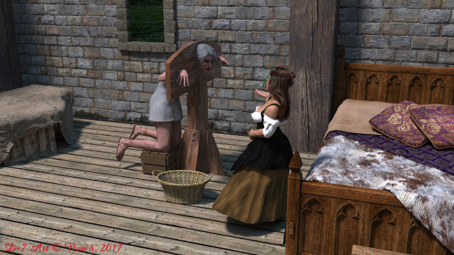 Обои картинки фото ciri and the dwarfs, 3д графика, фантазия , fantasy, фон, взгляд, девушка