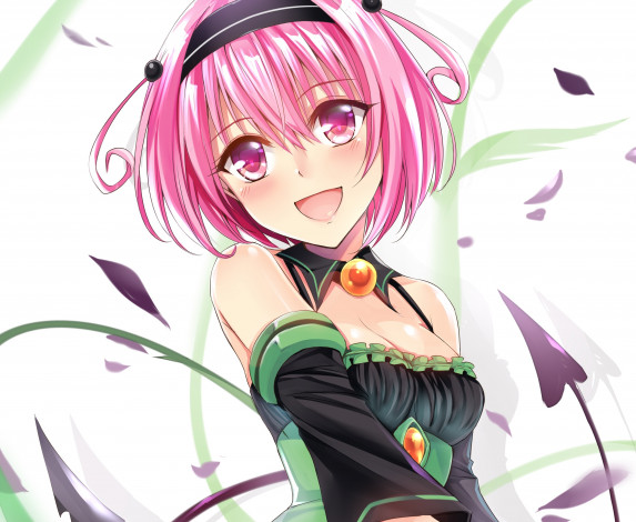 Обои картинки фото аниме, to love ru, девушка, взгляд, фон