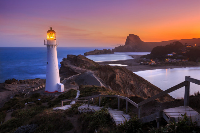 Обои картинки фото castlepoint lighthouse, new zealand, природа, маяки, castlepoint, lighthouse, new, zealand