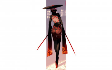 Картинка фэнтези девушки девушка шляпа мечи