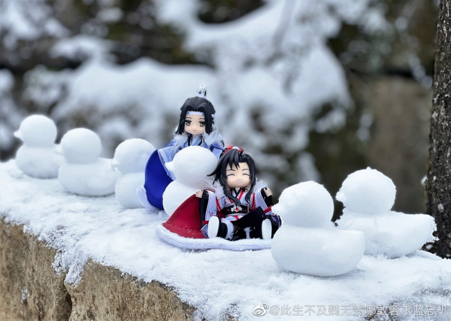 Обои картинки фото разное, куклы, вэй, усянь, лань, ванцзи, снеговики
