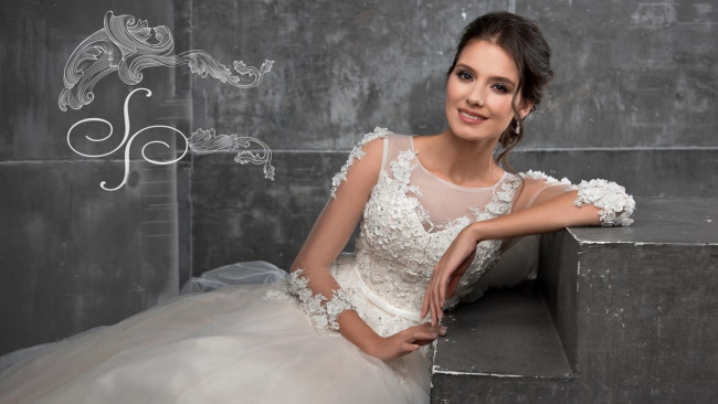 Обои картинки фото девушки, - невесты, невеста, кружева, улыбка