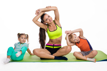 обоя разное, люди, женщина, мальчик, девочка, йога