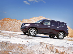 Картинка nissan patrol y62 автомобили datsun внедорожник песок пурпурный