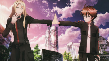 Картинка аниме guilty crown мальчики дома облака