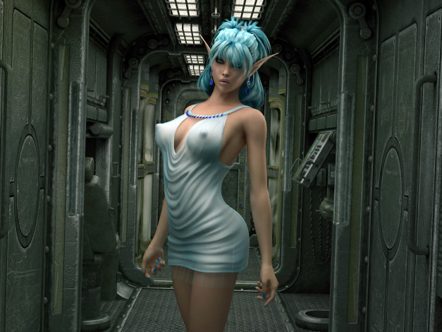 Обои картинки фото 3д, графика, elves, эльфы, rendering, рендеринг, 3d, девушка, эльф, секси, текстура, платье