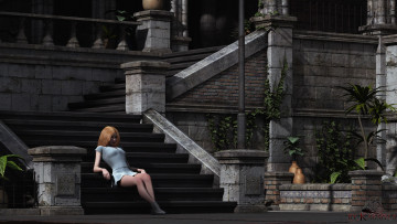 Картинка 3д+графика people+ люди лесница девушка