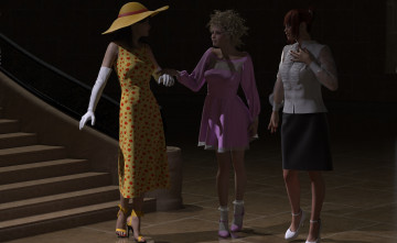 Картинка 3д+графика people+ люди девушки лесница