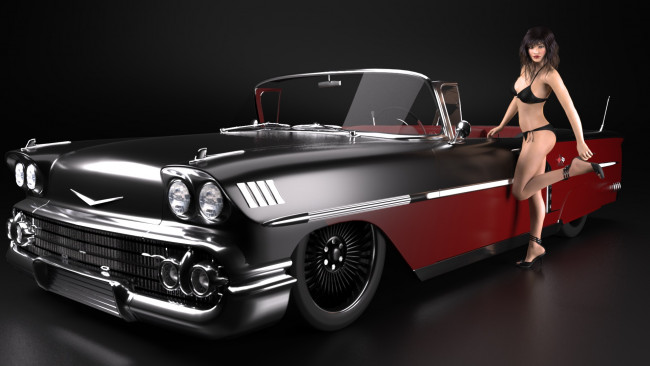 Обои картинки фото автомобили, 3d car&girl, девушка, автомобиль