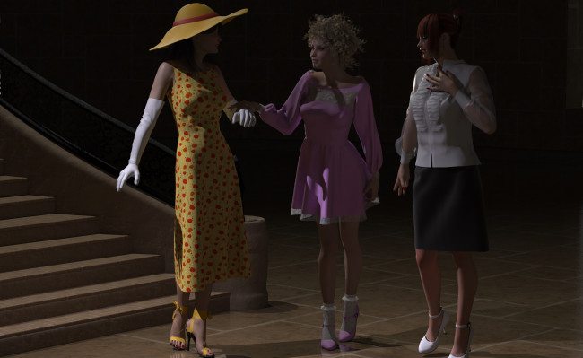 Обои картинки фото 3д графика, people , люди, девушки, лесница