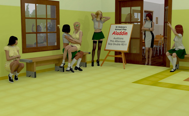 Обои картинки фото 3д графика, people , люди, зал, девушки