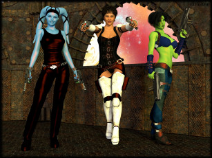 Картинка 3д+графика существа+ creatures девушка взгляд фон оружие эльфийки