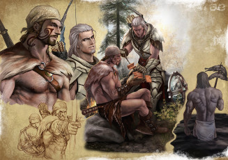 Картинка фэнтези люди мужчины средневековье еда