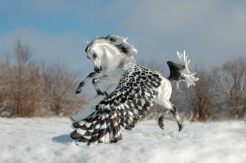 Картинка рисованное животные +сказочные +мифические пегас зима