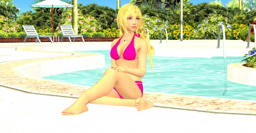 Картинка 3д+графика люди+ people бассейн фон взгляд девушка