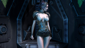 обоя 3д графика, фантазия , fantasy, девушка, взгляд, фон