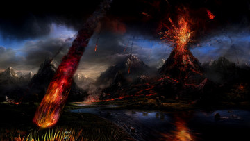 Картинка рисованное природа лава стихия