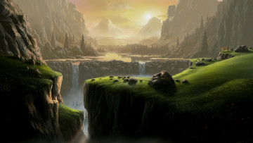 Картинка рисованное природа закат небо пейзаж