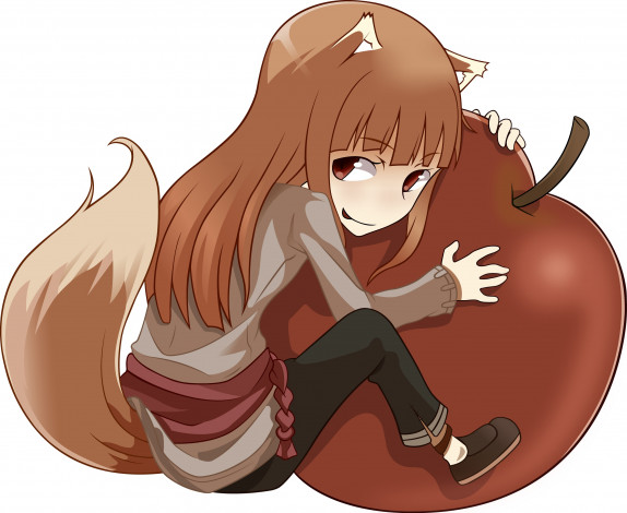 Обои картинки фото разное, арты, яблоко, взгляд, фон, девушка