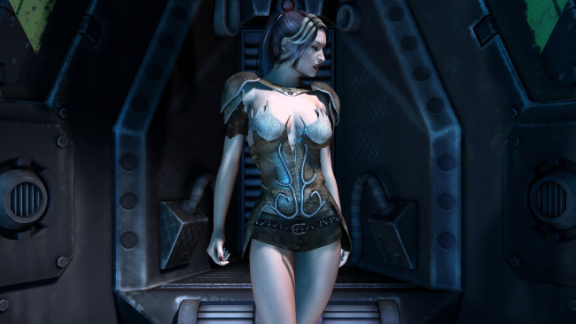 Обои картинки фото 3д графика, фантазия , fantasy, девушка, взгляд, фон