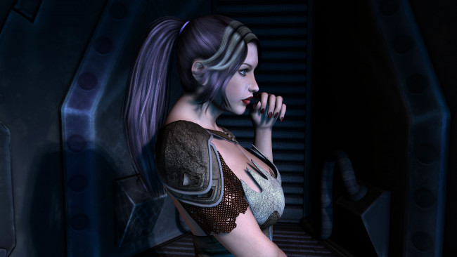 Обои картинки фото 3д графика, фантазия , fantasy, девушка, взгляд, фон