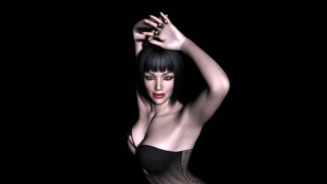 Обои картинки фото 3д графика, люди , people, девушка, взгляд, фон