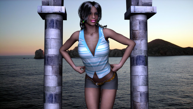 Обои картинки фото katarina, 3д графика, люди , people, девушка, фон, взгляд