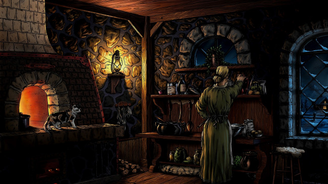 Обои картинки фото рисованное, люди, стена, женщина, дом