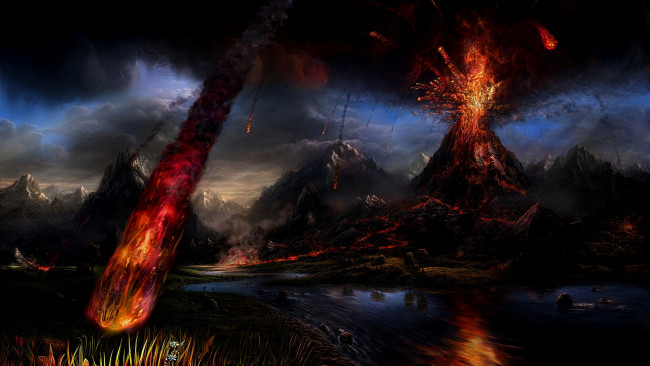 Обои картинки фото рисованное, природа, лава, стихия
