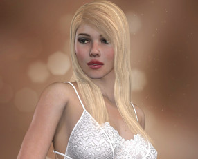 Картинка 3д+графика люди+ people девушка взгляд блондинка фон