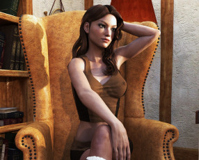 Картинка 3д+графика люди+ people фон интерьер взгляд девушка