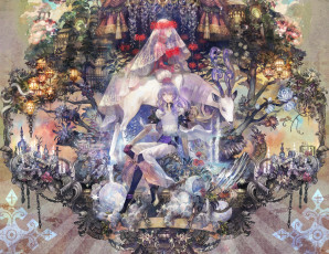 Картинка аниме pixiv+fantasia девушки