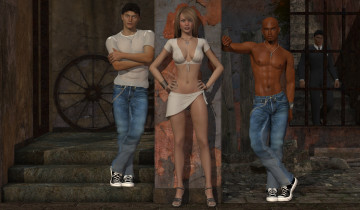 Картинка 3д+графика люди+ people парни фон девушка взгляд