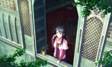 Картинка аниме город +улицы +здания здание девочка арт