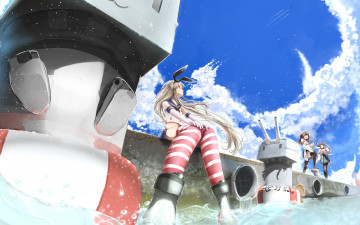 Картинка аниме kantai+collection фон взгляд девушка