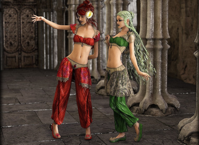 Обои картинки фото 3д графика, люди , people, девушки, взгляд, фон