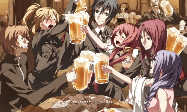 Обои картинки фото аниме, dies irae, кафе, люди, напитки