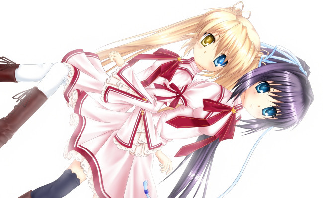 Обои картинки фото аниме, unknown,  другое, фон, взгляд, девушки