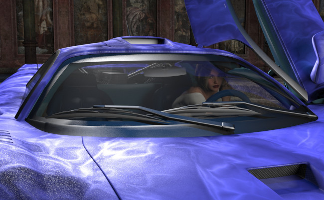 Обои картинки фото 3д графика, люди-авто, мото , people- car ,  moto, девушка, взгляд, фон, автомобиль