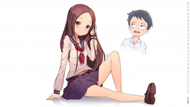 Обои картинки фото календари, аниме, девушка, взгляд, юноша