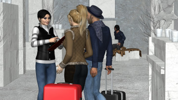 Картинка 3д+графика люди+ people грудь фон взгляд девушки