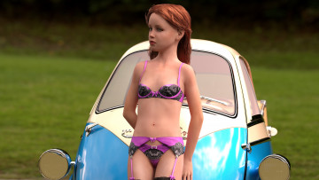 обоя 3д графика, люди-авто, мото , people- car ,  moto, фон, взгляд, девушка