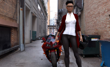 Картинка 3д+графика люди-авто мото+ people-+car+ +moto девушка взгляд фон