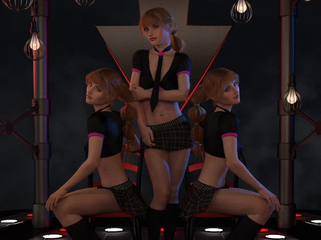 Обои картинки фото 3д графика, люди , people, фон, взгляд, девушки